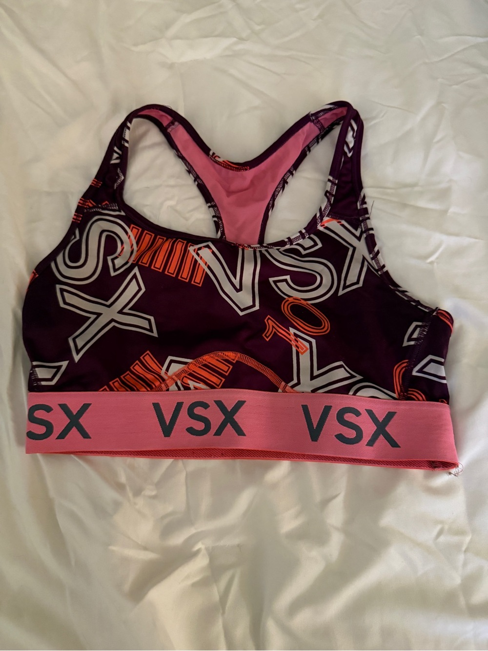 Victoria's Secret VSX Pink and Purple Logo Racerback Sports Bra